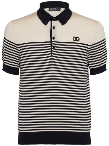 Striped Knit Silk Polo - DOLCE & GABBANA - Modalova