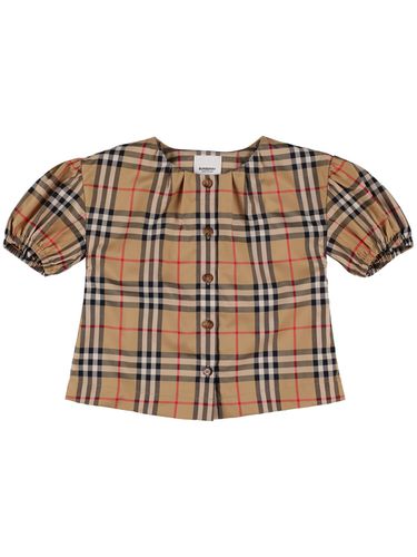 Camisa De Algodón Popelina Con Estampado - BURBERRY - Modalova