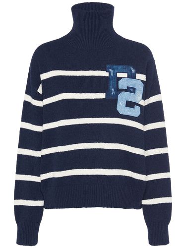 Striped Cotton Bouclé Turtleneck Sweater - DSQUARED2 - Modalova