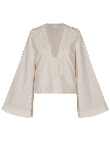 Embroidered Cotton Flared Sleeve Top - JOHANNA ORTIZ - Modalova