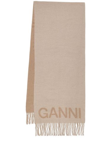 Fringed Wool Scarf - GANNI - Modalova