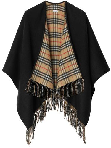 Reversible Check Wool Cape - BURBERRY - Modalova