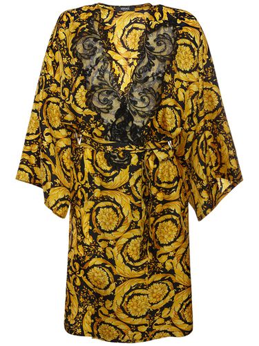 Barocco Printed Silk Twill Mini Dress - VERSACE - Modalova