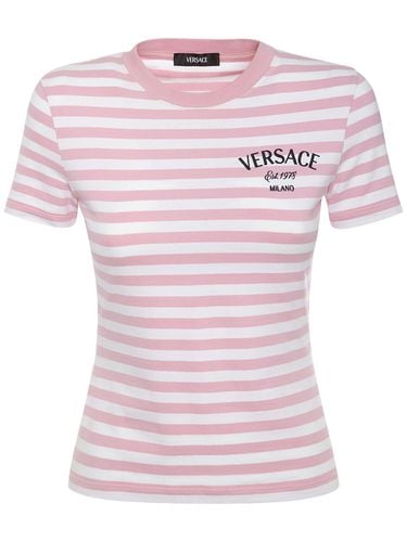 Camiseta De Jersey A Rayas - VERSACE - Modalova