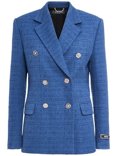 Chaqueta Cruzada De Tweed De Algodón - VERSACE - Modalova