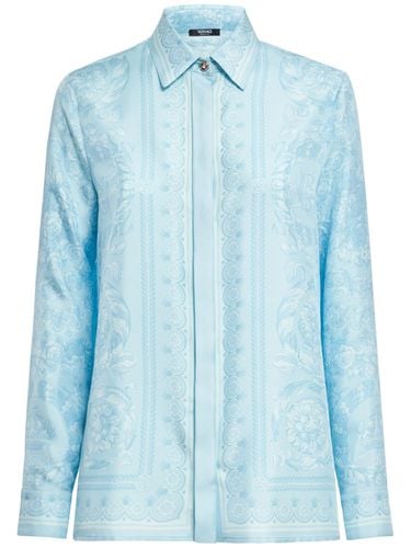 Camicia In Twill Di Seta Stampato - VERSACE - Modalova