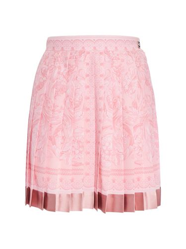 Barocco Print Pleated Silk Mini Skirt - VERSACE - Modalova