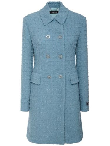 Double Breast Tweed Coat - VERSACE - Modalova