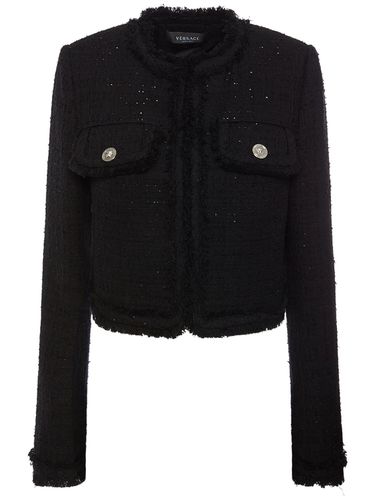 Cotton Blend Tweed Jacket - VERSACE - Modalova