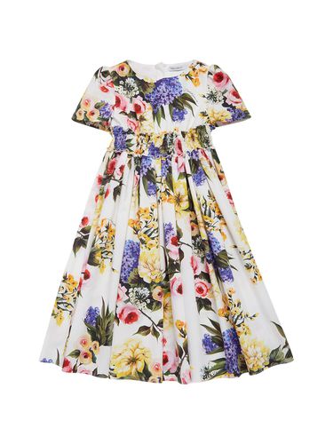 Vestido De Algodón Con Estampado Floral - DOLCE & GABBANA - Modalova