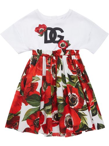 Vestido De Algodón Con Estampado - DOLCE & GABBANA - Modalova