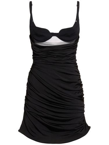 Vestido Corto De Tul Y Jersey Con Volantes - MUGLER - Modalova