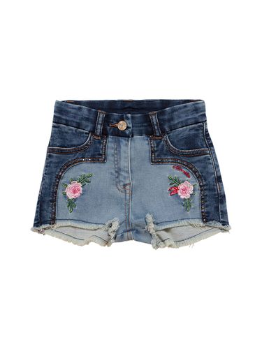 Shorts De Denim De Algodón Con Decoraciones - MONNALISA - Modalova