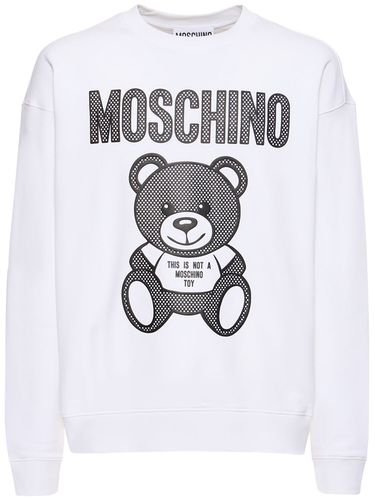 Teddy Print Organic Cotton Sweatshirt - MOSCHINO - Modalova