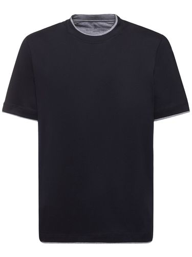 Layered Cotton Jersey Solid T-shirt - BRUNELLO CUCINELLI - Modalova