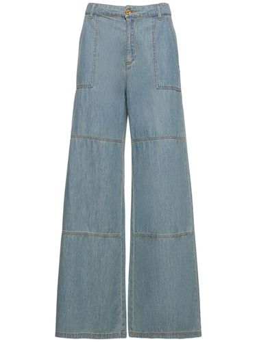 Pantaloni Larghi In Chambray Di Cotone - MOSCHINO - Modalova