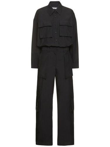 Button Up Cotton Blend Cargo Jumpsuit - ALEXANDER WANG - Modalova