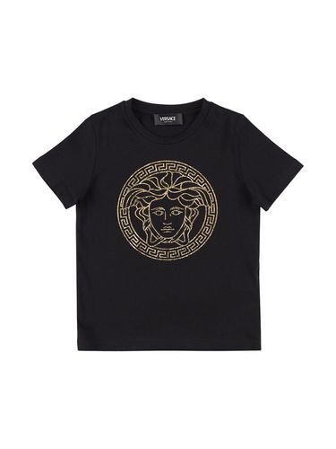 T-shirt Aus Baumwolljersey Mit Medusadruck - VERSACE - Modalova