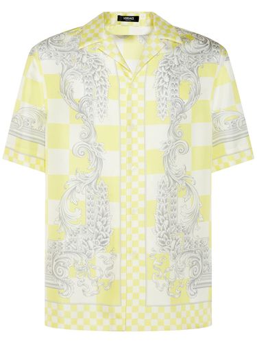 Camisa De Seda Con Manga Corta - VERSACE - Modalova