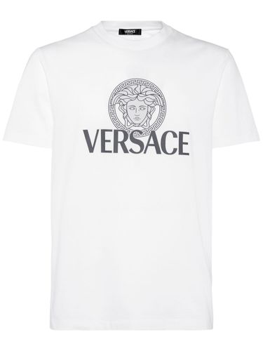 Versace Logo Cotton Jersey T-shirt - VERSACE - Modalova