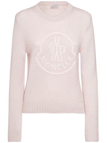 Maglia In Misto Lana / Ricamo Logo - MONCLER - Modalova