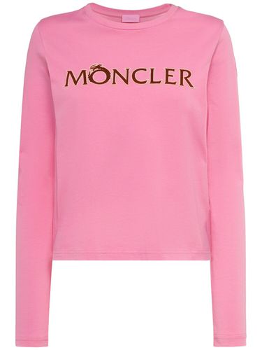 Camiseta De Algodón Con Manga Larga - MONCLER - Modalova