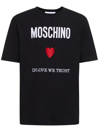 Camiseta De Jersey De Algodón Estampada - MOSCHINO - Modalova