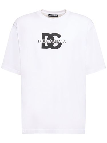 T-shirt In Jersey Di Cotone Con Logo - DOLCE & GABBANA - Modalova