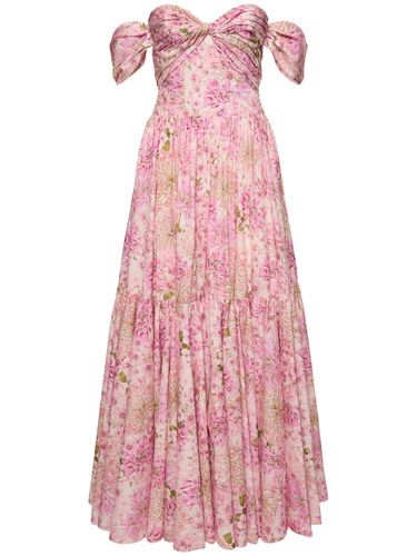 Printed Poplin Draped Maxi Dress - GIAMBATTISTA VALLI - Modalova