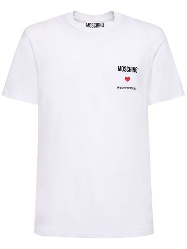 Camiseta De Jersey De Algodón Estampada - MOSCHINO - Modalova