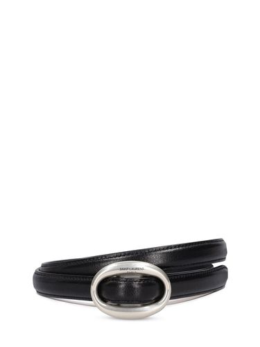 Cintura Boucle Ovale Arrondie In Pelle 15mm - SAINT LAURENT - Modalova