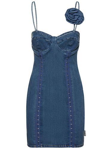 Vestito In Denim Stretch Con Rosa - ROTATE - Modalova