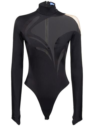 Body Collo Alto In Lycra E Tulle / Cutout - MUGLER - Modalova