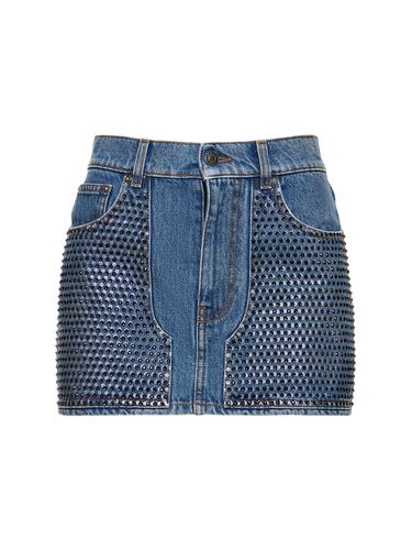 Embellished Denim Mini Skirt - AREA - Modalova