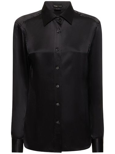 Camicia In Raso Di Seta / Plissé - TOM FORD - Modalova