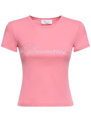 T-shirt Aus Baumwolljersey Mit Kristalllogo - BLUMARINE - Modalova