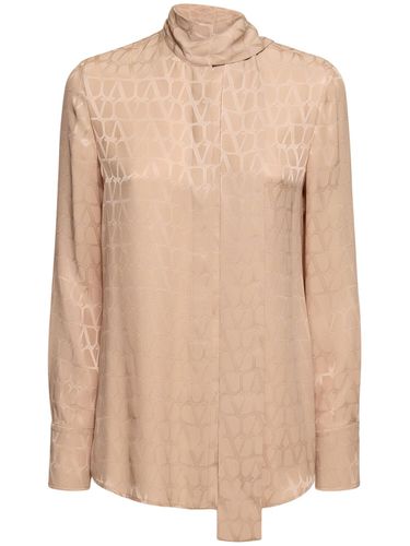 Camisa De Seda Jacquard Con Pañuelo - VALENTINO - Modalova