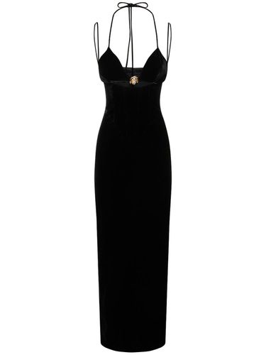 Velvet Embellished Cutout Long Dress - ALESSANDRA RICH - Modalova