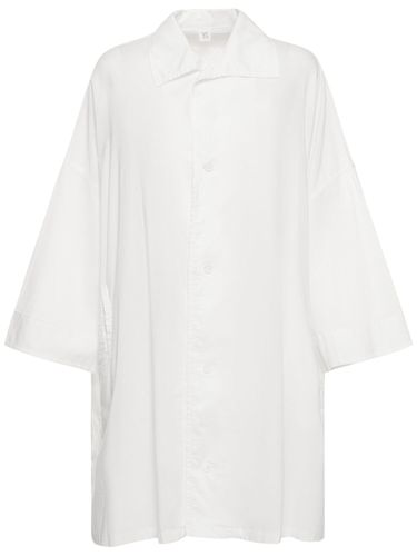 Oversize Cotton Twill Long Shirt - YOHJI YAMAMOTO - Modalova