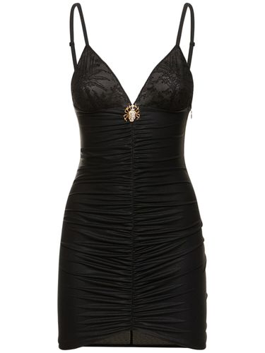 Laminated Jersey Slip Mini Dress W/lace - ALESSANDRA RICH - Modalova