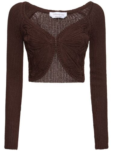 Cotton Blend Knit Crop Cardigan - BLUMARINE - Modalova