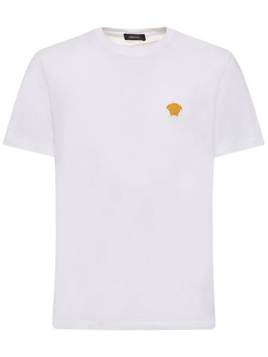 T-shirt Aus Baumwolljersey Mit Medusendruck - VERSACE - Modalova