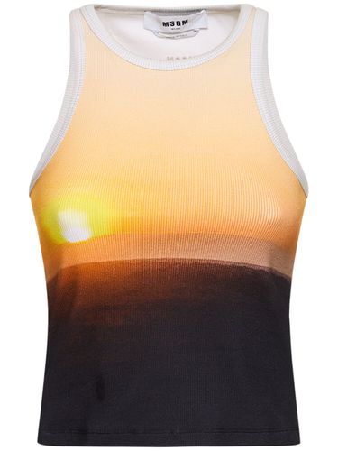 Printed Stretch Cotton Tank Top - MSGM - Modalova