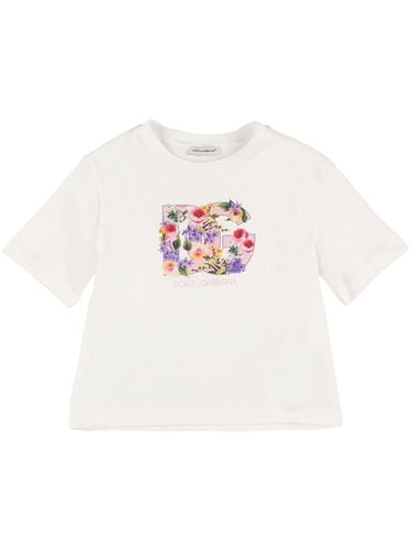 Camiseta De Jersey De Algodón Con Logo - DOLCE & GABBANA - Modalova