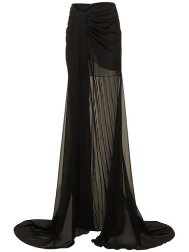 Draped Georgette Long Skirt W/ Train - MÔNOT - Modalova