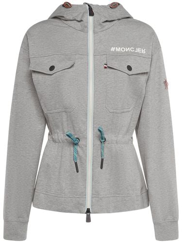 Felpa In Cotone Con Zip E Cappuccio - MONCLER GRENOBLE - Modalova