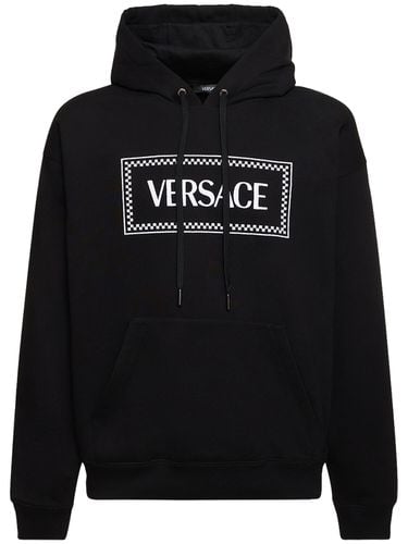 Logo Cotton Hoodie - VERSACE - Modalova