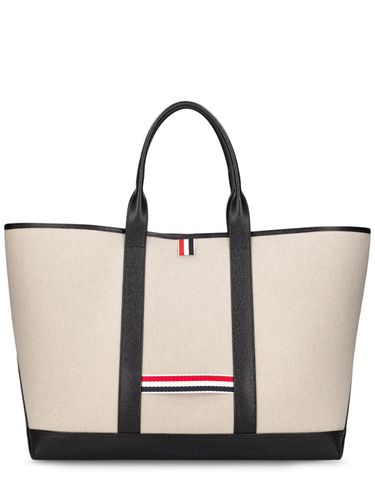 Bolso Tote Mediano De Algodón - THOM BROWNE - Modalova