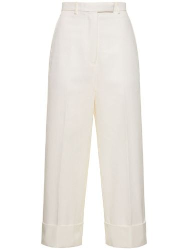 Pantaloni Dritti Vita Alta Cropped In Cotone - THOM BROWNE - Modalova