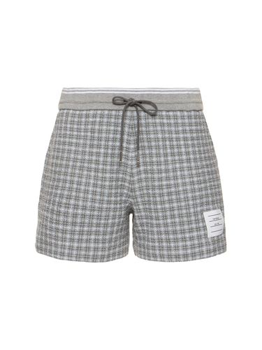 Shorts De Tweed De Algodón Con Cordones - THOM BROWNE - Modalova